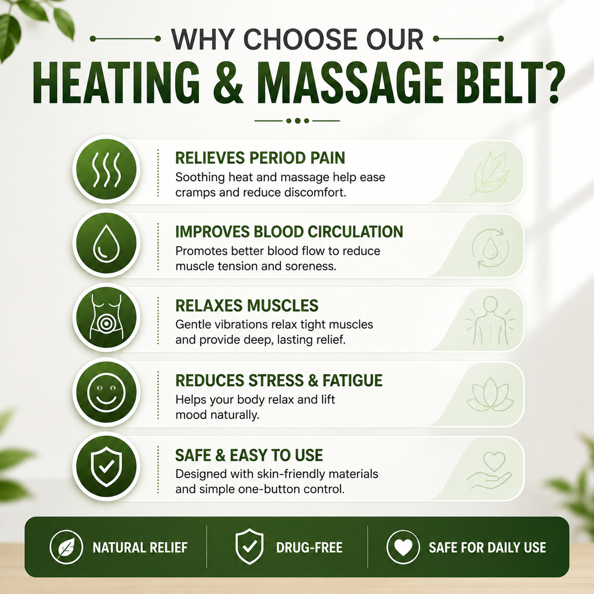 Portable Period Cramp Heating & Massage Belt
