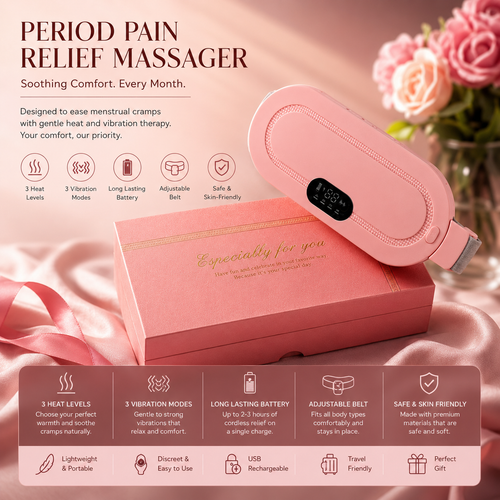 Portable Period Cramp Relief Heating & Massage Belt